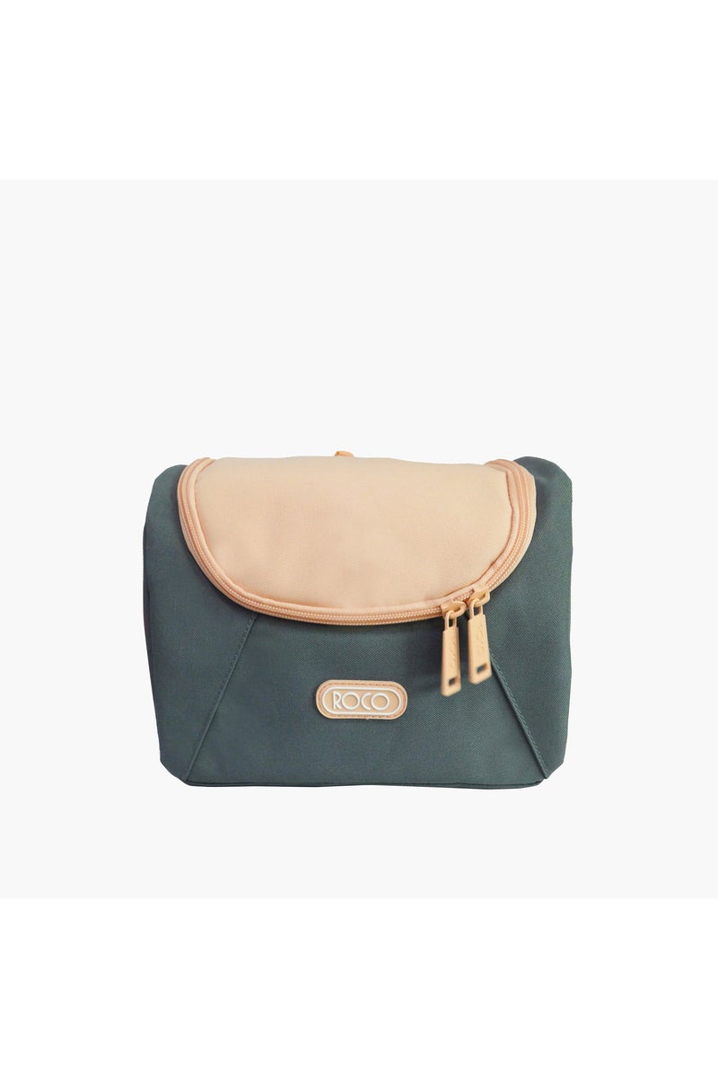 Solid Lunch Bag with Adjustable Strap and Zip Closure